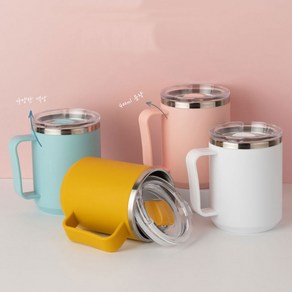 손잡이 스테인레스이중머그 400ml, 핑크, 1개