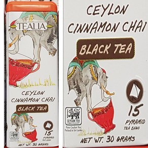 TEALIA 틸리아 시나몬 차이 홍차 30g (2g X 15티백) 스리랑카, 1.시나몬 차이 홍차, 1개, 2g, 15개입