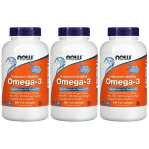 나우푸드 오메가-3 Omega-3 1000mg 200정 3병, 3개