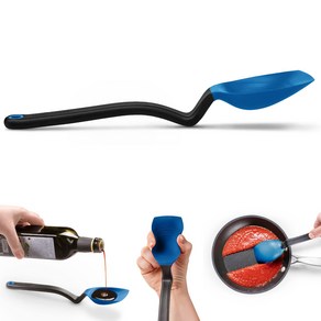 Deamfam Supoon  Non-Stick Silicone Sit Up Scap Deamfam Supoon  노스틱 실리콘 시트업 스크래핑 & 쿠킹 다기능 스푼, 파란색, 1개