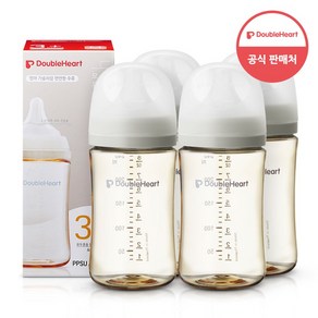 더블하트 모유실감 3세대 PPSU 모먼트 단품 240ml 오후의베이지 (M젖꼭지포함), 베이지, 4개