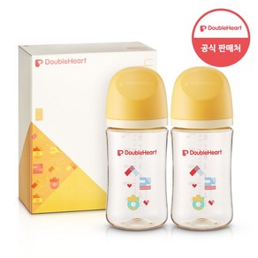더블하트 소프트터치 모유실감 PPSU 노꼭지 젖병 트윈팩, 01)사랑해, 1개, 240ml