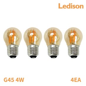Ledison 에디슨전구 베이직전구 G45 4w, 4개, 전구색