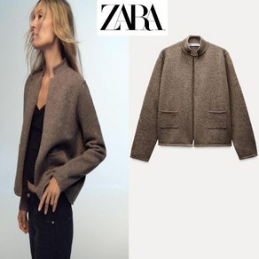 자라 심플 레트로 스탠드 칼라 가디건 자켓 ZARA