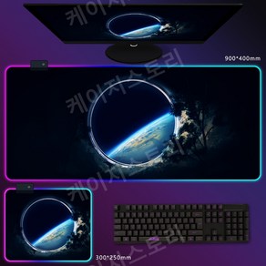 사이버펑크엣지러너 RGB 발광 마우스패드 키보드 장패드 4mm 두께, 700x300mm, AQ, 1개