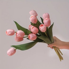[6개입] 생화 느낌 튤립 조화꽃 웨딩 소품 거실 인테리어 테이블 장식, 1개, 핑크,퍼플,레드