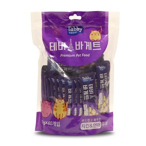 테비 바게트 10g 40개입 부드럽고 촉촉한 퓨레 고양이 간식, 테비 바게트 10g 40개 치킨연어, 40개