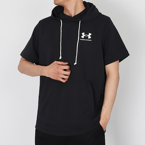 언더아머 반팔 후드티 UA RIVAL TERRY HOODIE 블랙