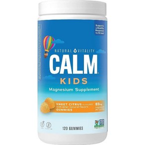 둘러바바 Natural Vitality Calm 마그네슘 구연산염 키즈 보충제 스트레스 완화 구미젤리 스트레스에 대한 건강한 반응 지원 글루텐 프리 비건 달콤한 감귤류 120개