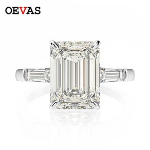 리얼 모이사나이트 반지 다이아몬드 테스트 통과 925 실버 반지 moissanite ing 925 스털링 실버 에메랄드 컷 생성 보석 웨딩 약혼 고급 보석 선물 도매