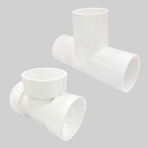 PVC T자 VG1 VG2 파이프 40mm 50mm 65mm 75mm 수도용 하수도 플라스틱 배관 부속 이음관, 1개