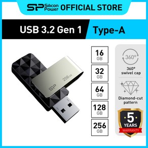 실리콘파워 Silicon Powe USB 3.2 Gen1 블레이즈 B30 금속 스핀 회전 메모리 허브, 블랙, 256GB