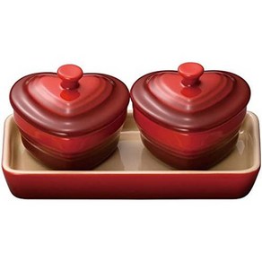 일본직발송 4. 르쿠르제(LE CREUSET) 내열 용기 미니어처·람칸·다물르·세트 체리 레드 내열 내냉 전자 레, One Size