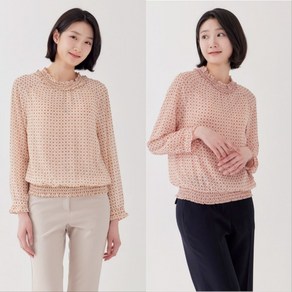 [지센] 여성 도트변형 메탈우라기리 블라우스(색상2종) LFWSP291
