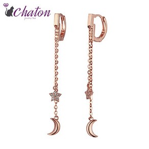 샤똥 Chaton 14K 안개 속 별달 귀걸이V-522