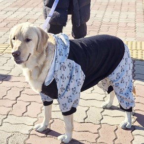 아리독 강아지옷 대형견옷 기모안감 겨울 큰개 후드 애완 운동복 올인원, 1개, 01-블랙베어