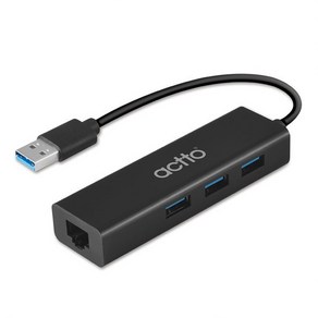 엑토 알파 USB LAN 어댑터 3.0 허브 노트북용 랜카드 블랙 HUBL-03, 1개