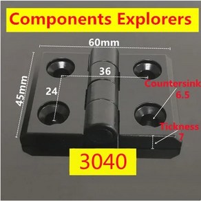 lp판 2525 3030 3040 4040 금속 힌지 아연 합금 경첩 마감 알루미늄 도어 커넥터 블랙 또는 실버 색상, 3040-Black-1Pcs