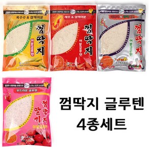 [낚시어때] 에코레져 껌딱지 4종세트 옥수수 딸기 지렁이 새우 삼색어분 어분글루텐 민물낚시떡밥, 껌딱지 글루텐 4종세트, 1개