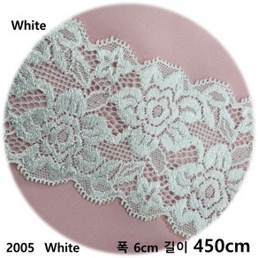 DKLACE-2005 / 자가드 스판 레이스 모음 / (폭 6cm 길이 1yd / 3yd / 5yd / 10yd기준), 5개, White