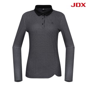 [[JDX] NC 일산] 여성 JDX 23' F/W 둥근 배색 에리 올패턴 기모 티셔츠 X1TLU7407BK