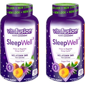 Vitafusion SleepWell Gummies 패션 프루트 화이트 티 60개2팩, 2개, 60정