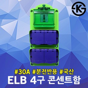 국산 ELB 4구 누전 차단 콘센트함 30A 임시 이동형 가설 분전반 배전반 전기함, 1개