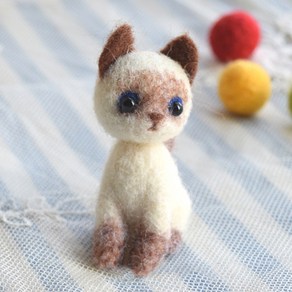 아트조이 DIY 고양이 양모펠트 키링 키트 샴고양이, 1개