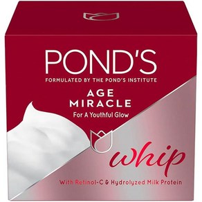 Pond's 폰즈 에이지 미라클 휩 포 A 유스풀 글로우+레티놀-C 앤 하이드롤라이즈드 밀크 프로틴, 2개, 35g