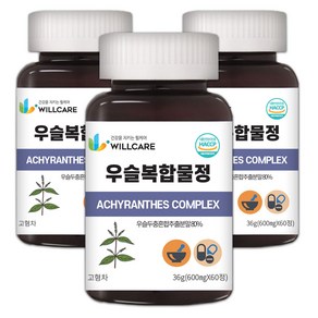 윌케어 국내산 우슬 복합물정 HACCP 식약처인증 600mg x 60정, 3개