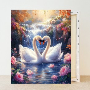 보석십자수 캔버스형 DIY 액자형 40x50cm 행운 거실 풍수 인테리어 그림 3D 대형 다이아몬드페인팅 그림, 1개, 16 행복한 백조