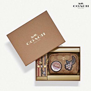 코치 미니 박시 케이스 시그니처 패치 & 머리띠 세트 C6996