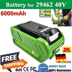 Greenworks 40v 배터리 용 40V 6.0Ah G-MAX 29462 29472 29252 21302 리튬 이온 DE