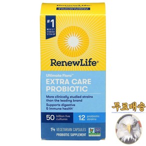 미국산 리뉴라이프 얼티메이트 플로라 엑스트라 케어 프로바이오틱 500억CFU 14베지캡슐 Renew Life Pobiotic Exta Cae 선물증정, 1개, 14정