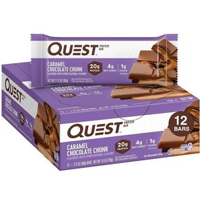 Quest Nutition S'moes 단백질 바 고단백질 저탄수화물 글루텐 프리 케토 친화적 12개입, 캐러멜 초콜릿 청크, 12개