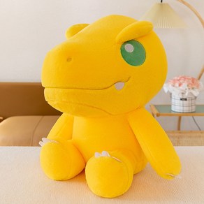 아구몬 뽀글이 인형 디지몬 큐티 공룡 피규어 쿠션 선물, 노란색, 30Cm 0.3Kg