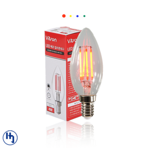 비츠온 40255 칼라 촛대구 LED 에코 4W, 레드, 1개