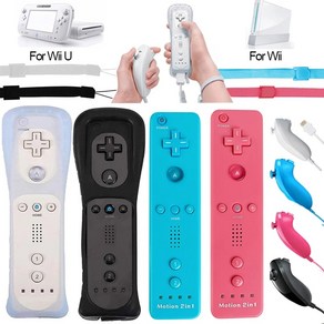 Nunchuck 리모컨 조이스틱 게임 패드 세트 Motion Plus 2IN1 닌텐도 Wii/Wii U 콘솔 무선 비디오 게임 컨트롤러, 14.RED