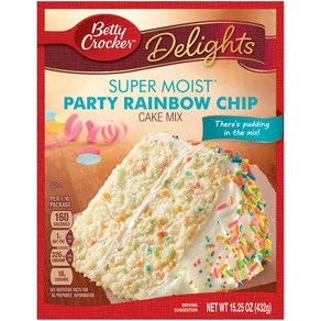 Betty Cocke Supe Moist Paty Rainbow Chip Cake Mi Betty Cocke 슈퍼 모이스트 파티 레인보우 칩 케이크 믹스 15.25oz, 432g, 1개