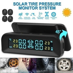 태양 광 무선 USB TPMS 자동차 타이어 압력 모니터 시스템 HD LCD 디스플레이 4 외부 센서 타이어 압력 온도 경고