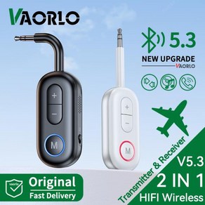 VAORLO 2 in 1 Bluetooth 5.3 오디오 송신기 수신기 자동차 비행기 TV PC 헤드폰 스피커 용 마이크가있는 3.5MM AUX Hifi 스테레오 음악 무선 어댑터, 01 BT13 B, 01 V5.3, 1개