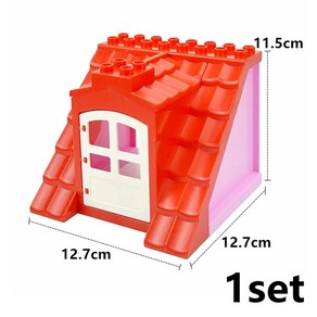 빌딩 블록 지붕 하우스 농장 울타리 부품 기둥 세라믹 타일 조립, 1개, 10.Roof Red