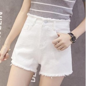 [뽐나] 여성 빅사이즈 빈티지 컷팅 실밥 청핫팬츠 청반바지