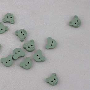 카키곰돌 단추(5개 10개) (13X12MM) 블라우스단추 나무단추 우드단추 퀼트부자재, 10개