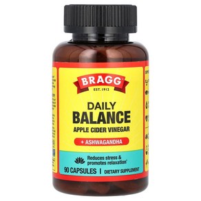 브래그 Bagg Daily Balance 사과 식초 + 아슈와간다 캡슐, 90개