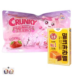 더블크런치바 미니 스트로베리 티니핑(275g) x 1봉+밀크카라멜(50g) x 1통+자색옥춘사탕 20g 세트, 1세트, 325g