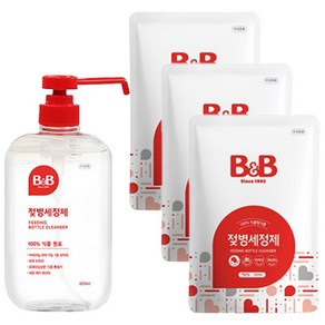 비앤비 젖병세정제 액상 용기 600ml + 리필 500ml, 1세트, 용기 1 + 리필 3