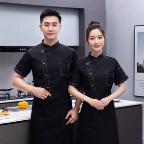 반팔 조리사복 남여공용 위생복 한식 중식 일식 제과제빵 쉐프복 상의+앞치마 Cook's clothes