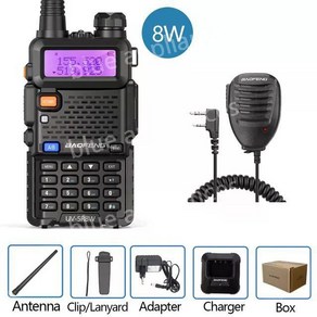 Baofeng 워키토키 듀얼 밴드 햄 양방향 라디오 VHF UHF FM 16km, 8W-mic, 1개