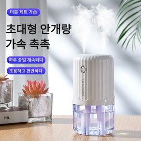 신형 스마트 휴대용 차량용 가정용 사무실용 저소음 다채로운 분위기 나노 듀얼 미스트 가습기, 흰색